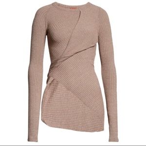 ALIX NYC Ribbed Wrap Top in Beige